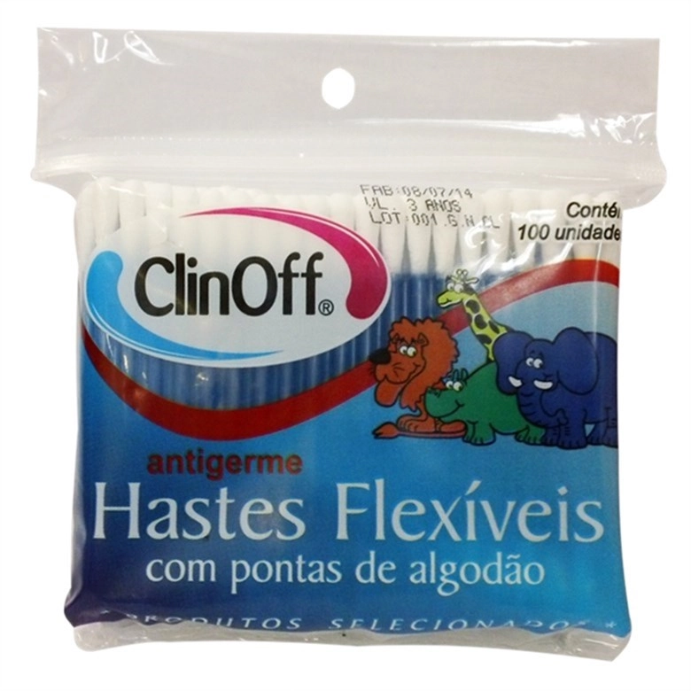 Hastes Flexiveis Com Pontas De Algodão Cartucho Clin Off