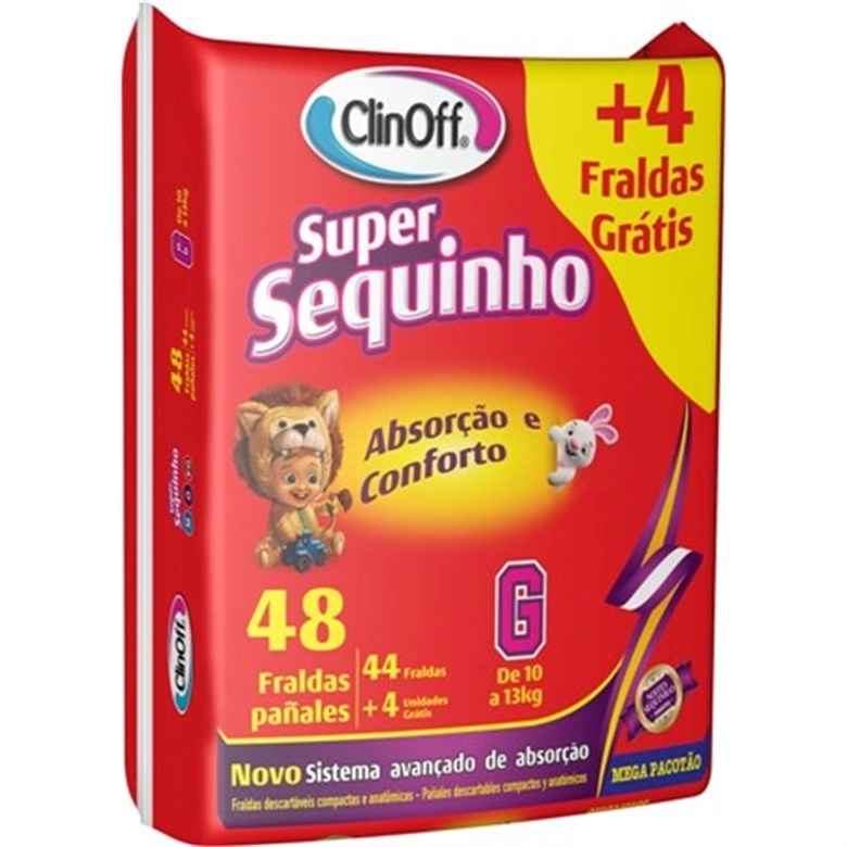Fralda Infantil Clin Off C/48 Super Sequinho Mega G Pc