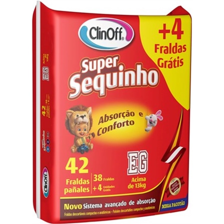 Fralda Infantil Clin Off C/42 Super Sequinho Mega Xg Pc