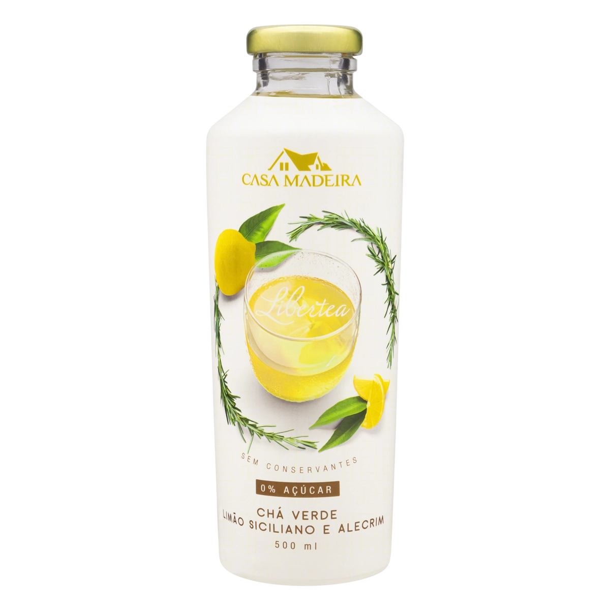 Chá Verde Limão Siciliano E Alecrim Zero Açúcar Casa Madeira Libertea Garrafa 500ml