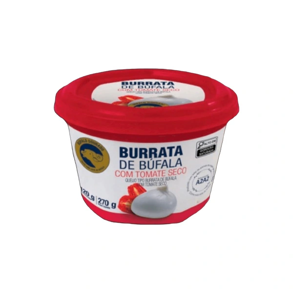 Queijo Burrata De Búfala Com Tomate Seco Búfalo Dourado 120g
