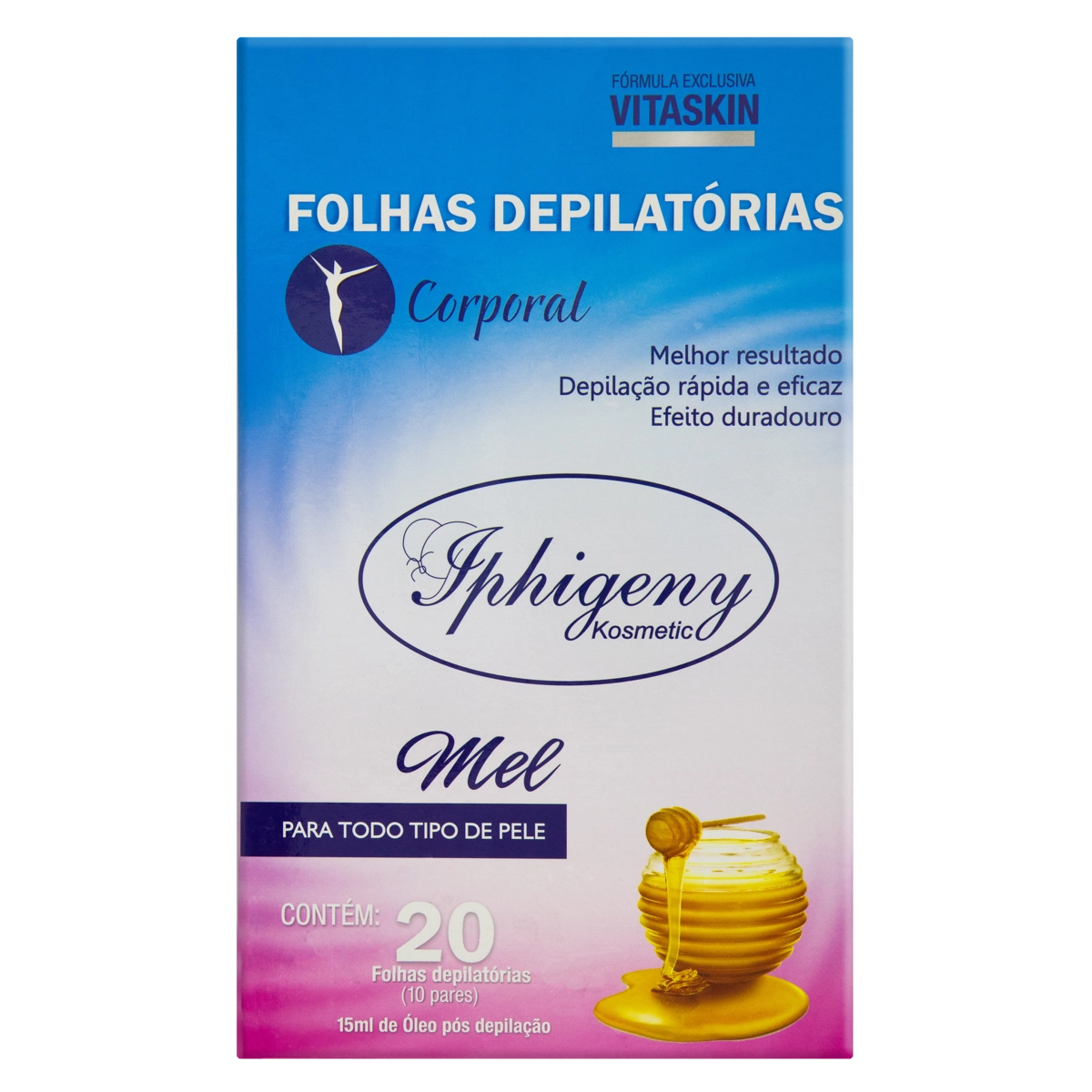 Kit 20 Folhas Depilatórias 1 óleo Pós Depilação Corporal Mel 15ml Iphigeny Kosmetic