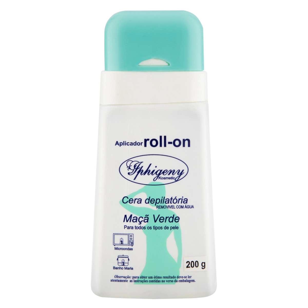 Cera Depilatória Roll On Maçã Verde Iphigeny Kosmetic 200g