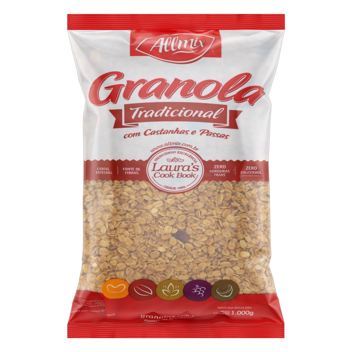 Granola Tradicional Com Castanhas E Passas Allmix Pacote 1000g