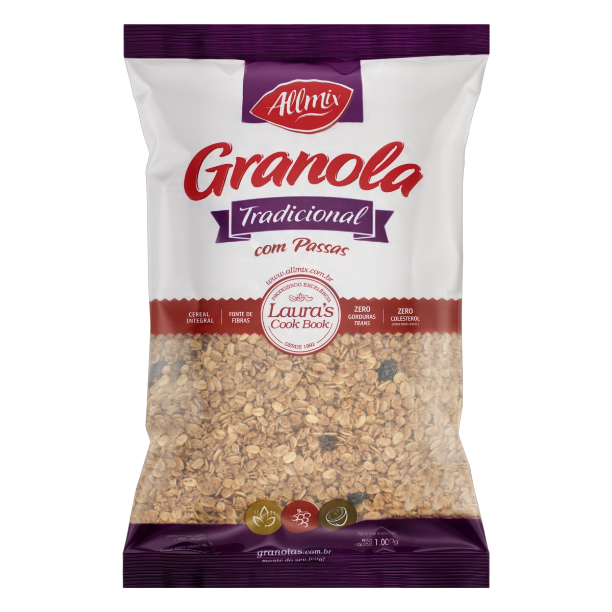 Granola Tradicional Com Passas Allmix Pacote 1000g