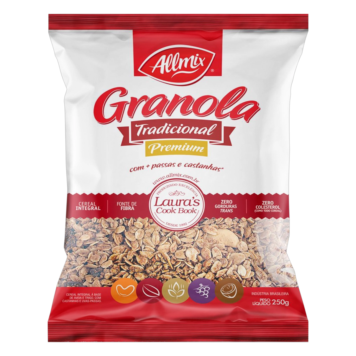 Granola Tradicional Com Passas E Castanhas Allmix Pacote 250g