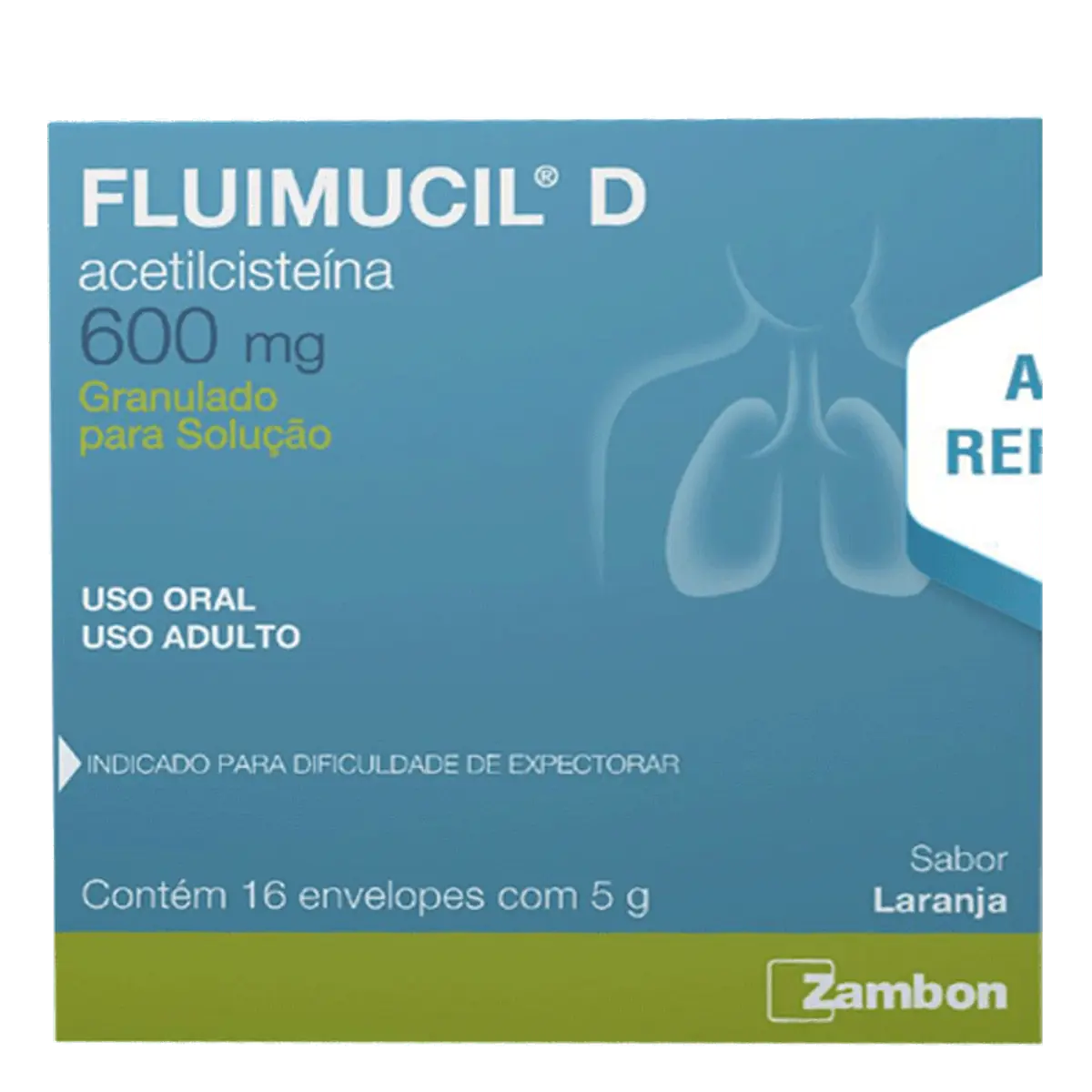 Fluimucil D 600mg/env Laranja Zambon Caixa 16 Envelopes