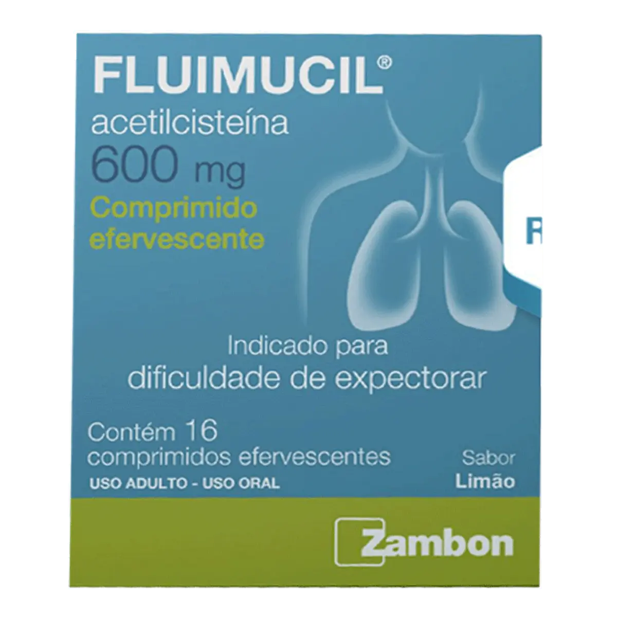 Fluimucil 600mg Limão Zambon Caixa 16 Comprimidos Efervescentes