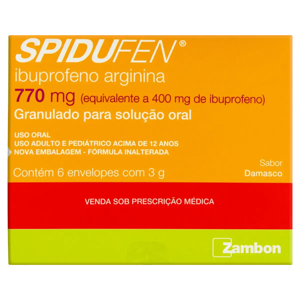 Spidufen 770mg Damasco Zambon Caixa 6 Envelopes