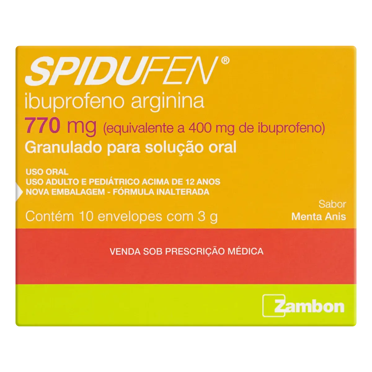 Spidufen 770mg Menta Anis Zambon Caixa 10 Envelopes 3g Cada