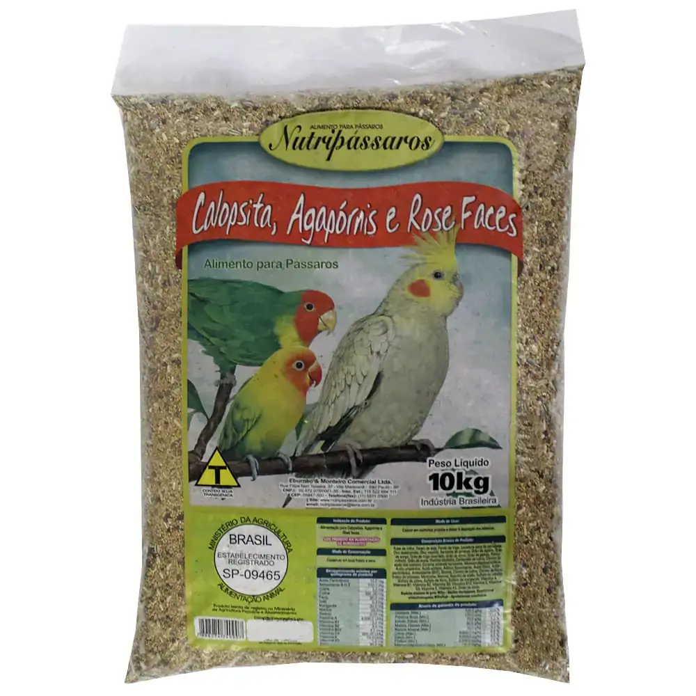 Mistura para Calopsita, Agapornes e Rose Faces Nutripássaros 10kg