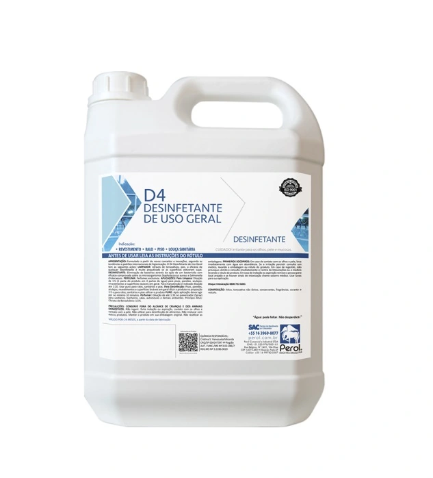 Desinfetante D4 Uso Geral Floral - Desinfetante Para Todas As Áreas Internas - Perol - 5 Litro
