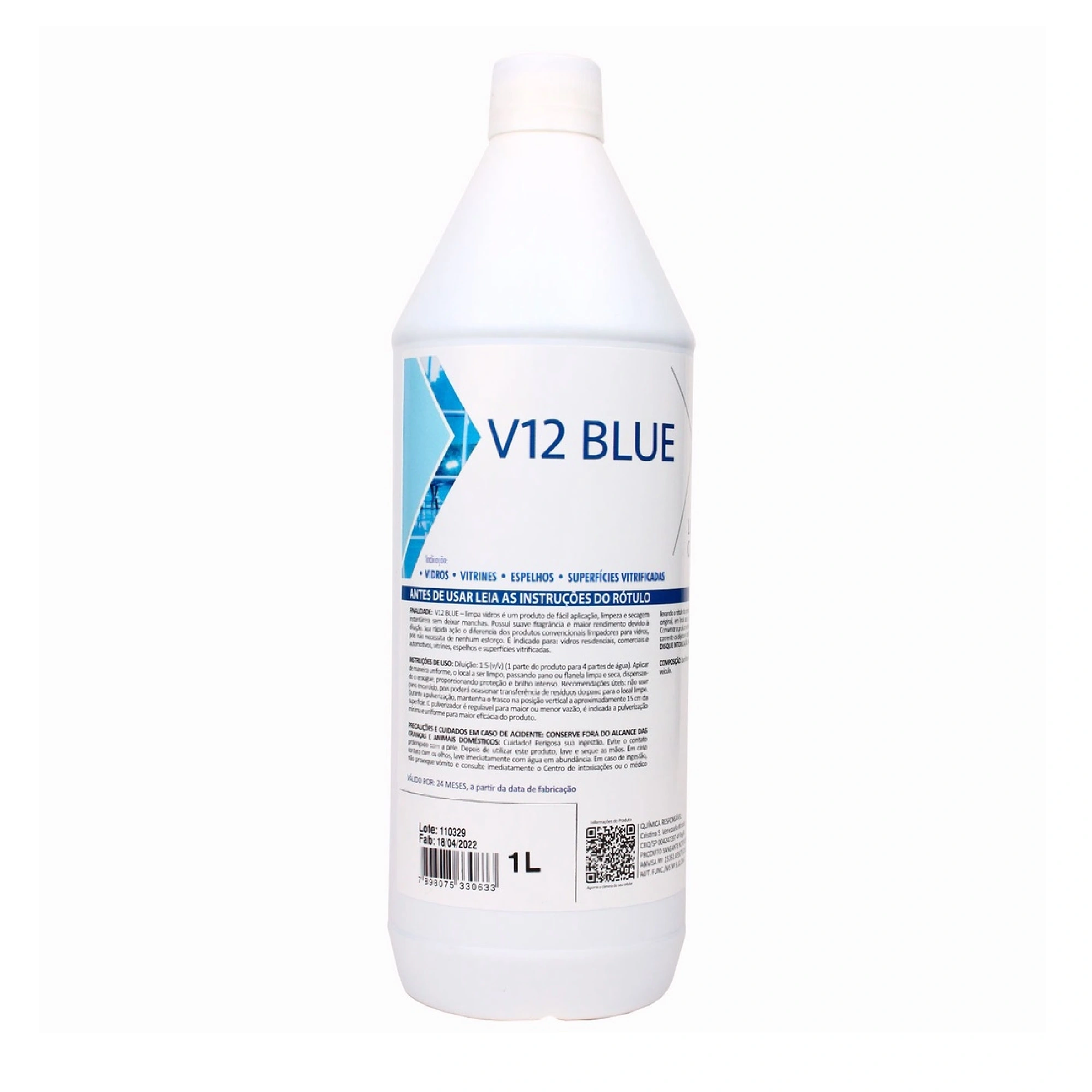 Limpa Vidros V12 Blue - Limpador Concentrado Exclusivo Para Vidros - Perol - 1 Litro