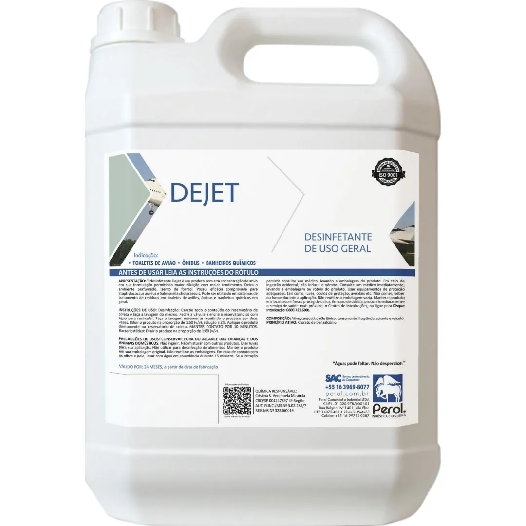 Desinfetante Perol 5 Lts Dejet Concentrado 05 Faz 250 Lts