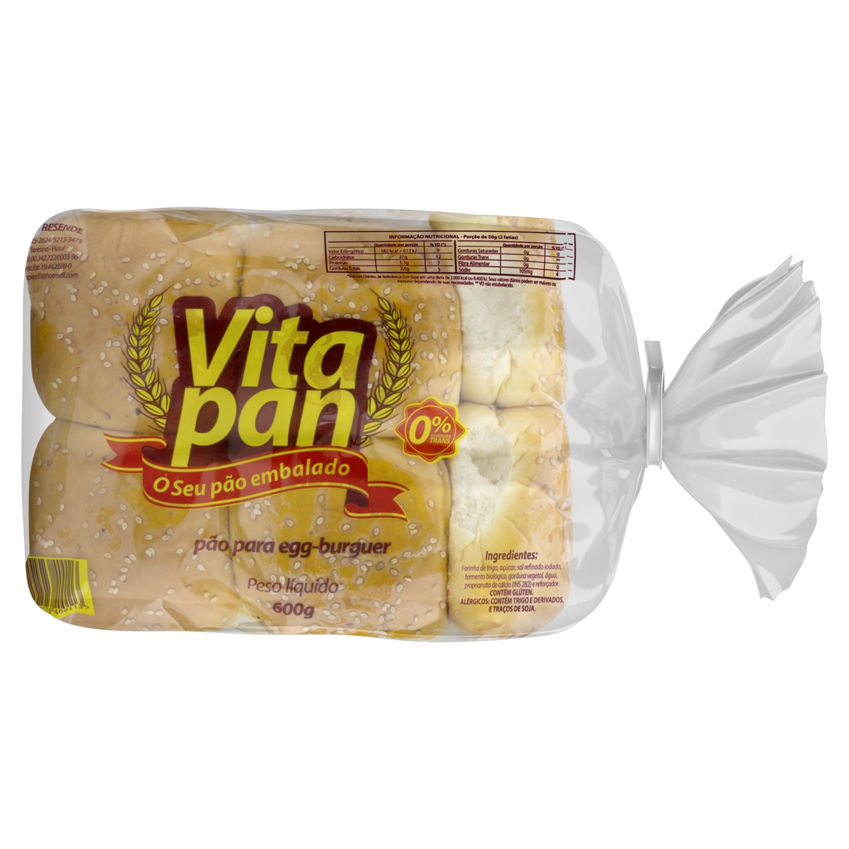 Pão Para Hambúrguer Vitapan Pacote 600g