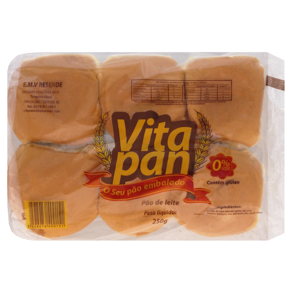 Pão De Leite Vitapan Pacote 250g