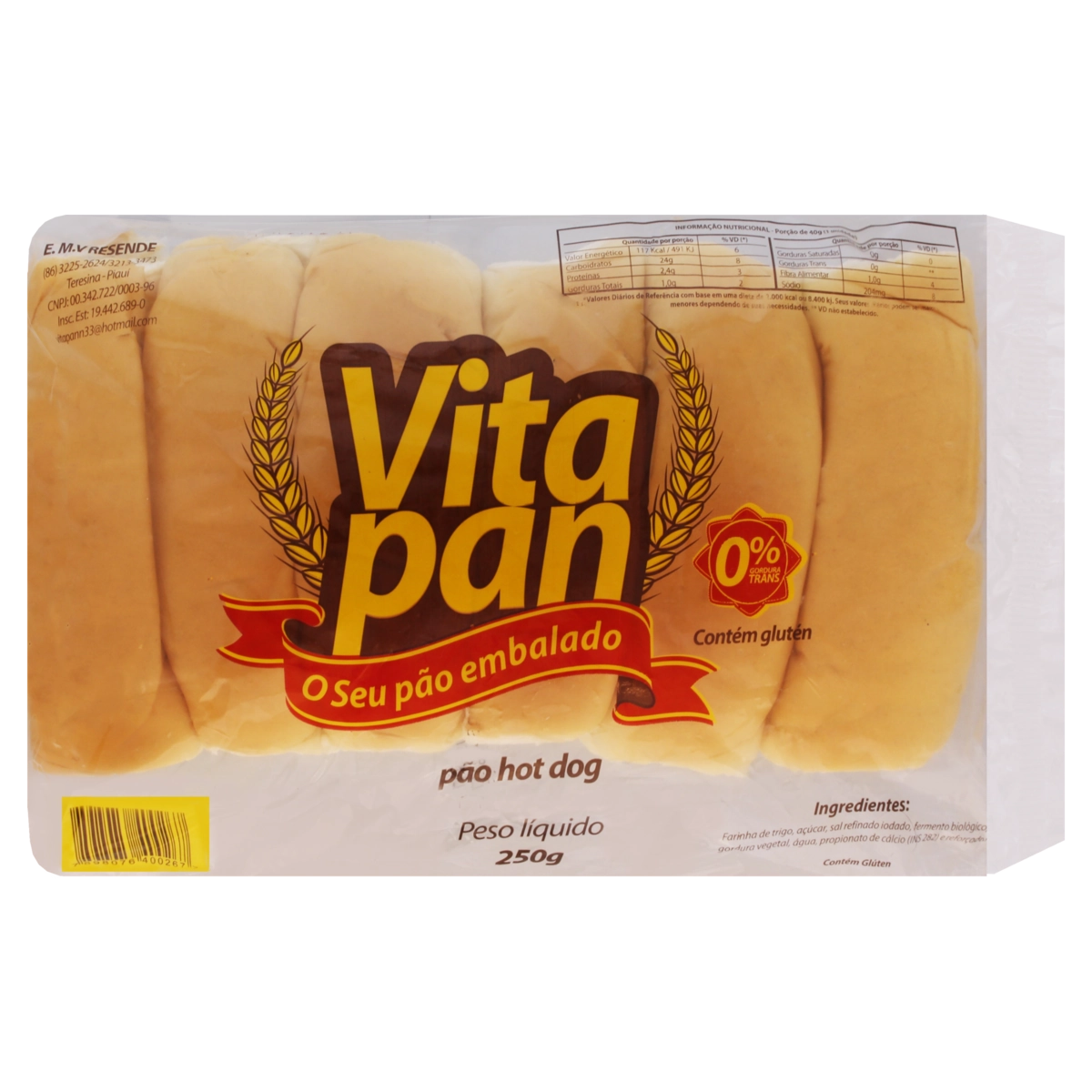 Pão Para Hot Dog Vitapan Pacote 250g