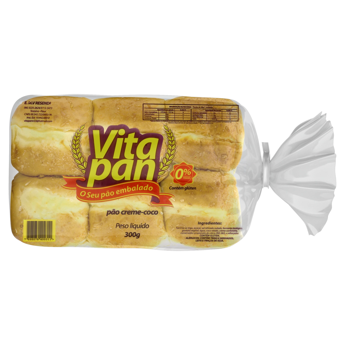 Pão Creme Coco Vitapan Pacote 300g