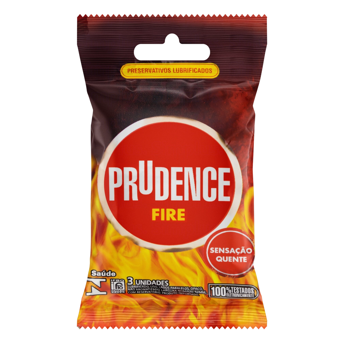 Preservativo Masculino Lubrificado Fire Prudence Pacote 3 Unidades