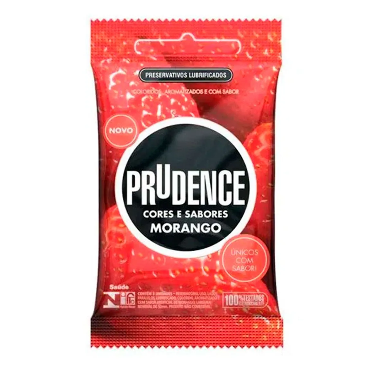 Preservativo Prudence Cores e Sabores Morango com 3 unidades