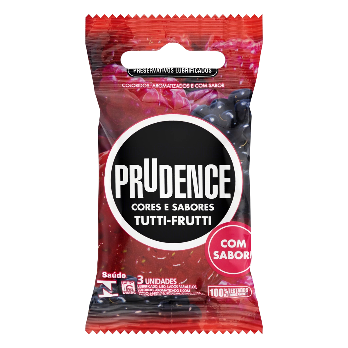 Preservativo Lubrificado Cor & Sabor Tutti-Frutti 3uni - Prudence
