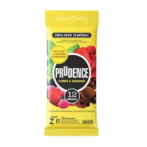 Preservativo Masculino Lubrificado Prudence Cores E Sabores Pacote 12 Unidades Embalagem Econômica