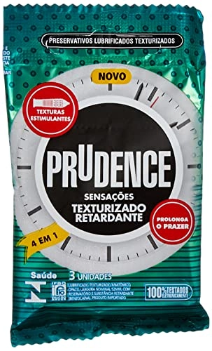 Preservativo Masculino Lubrificado Texturizado Retardante Prudence Sensações Pacote 3 Unidades