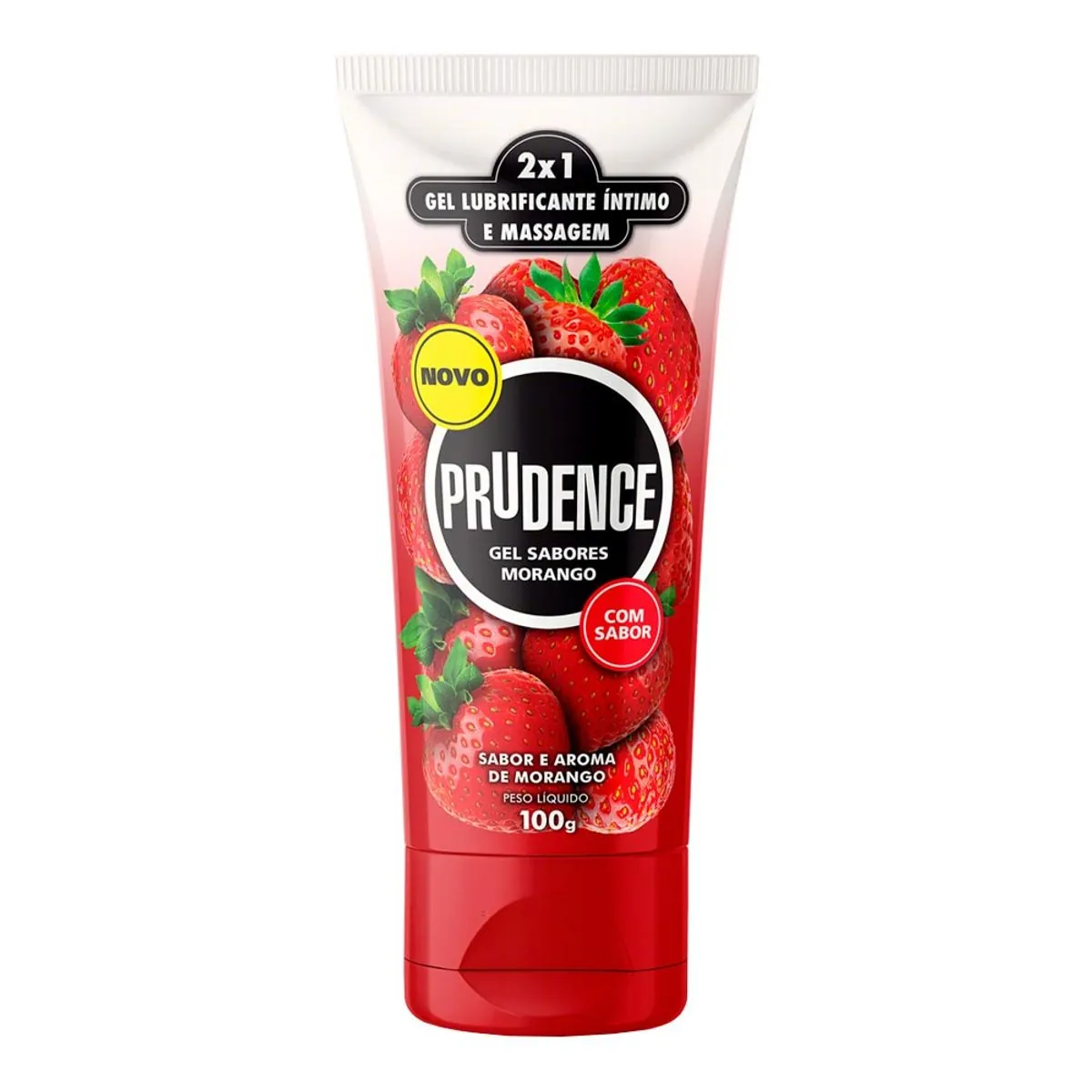 Lubrificante íntimo E Corporal Gel Morango Prudence Sabores Bisnaga 100g