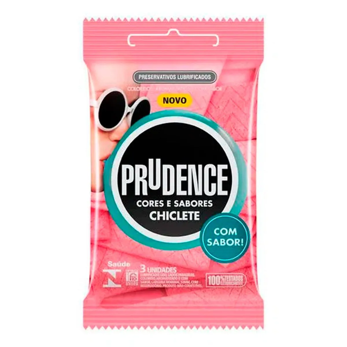 Preservativo Masculino Lubrificado Chiclete Prudence Cores E Sabores Pacote 3 Unidades