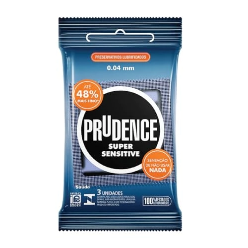 Preservativo Masculino Lubrificado Super Sensitive Prudence Pacote 3 Unidades