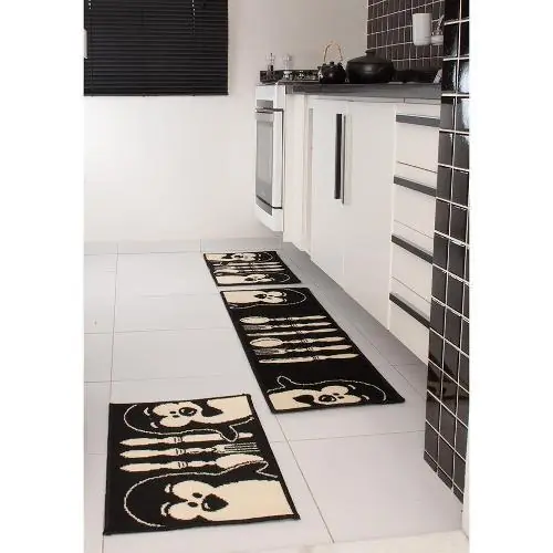 Jogo Tapete Cozinha Madrid 3 Peças Pinguim Preto Oasis