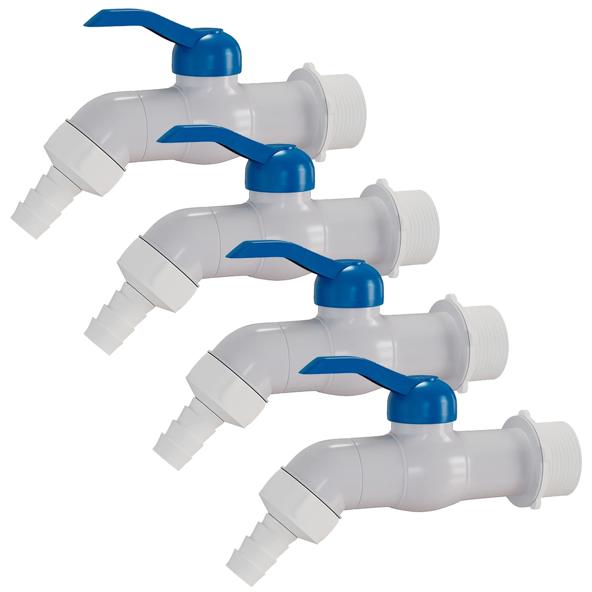 Kit 4 Torneira Esfera Pvc Jardim Tanque 1/2   3/4   Branca