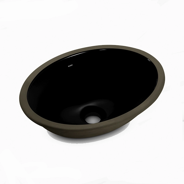 Cuba para Banheiro de Embutir Louça Oval Preta 40x30cm IL65 Icasa