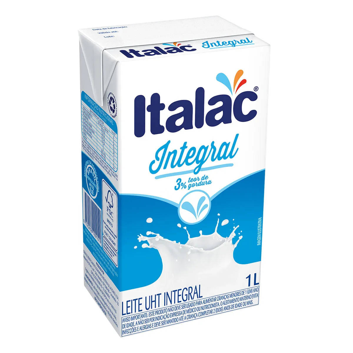 Leite Uht Integral 1l Com Tampa Italac