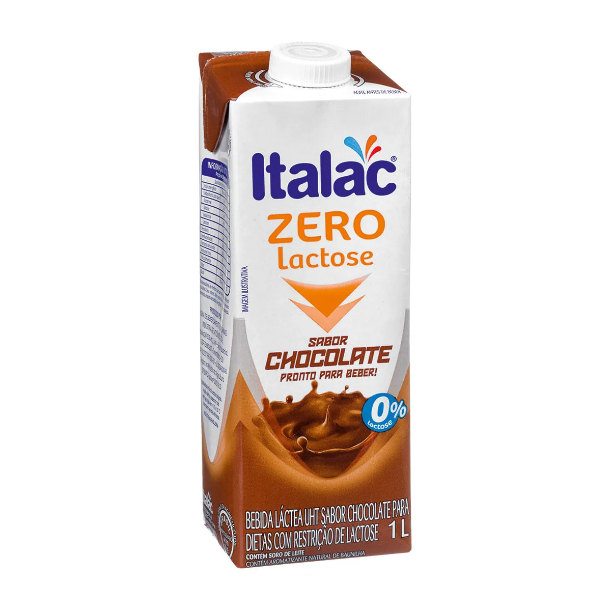 Bebida Láctea Uht Sabor Chocolate 1l Zero Lactose Com Tampa Italac