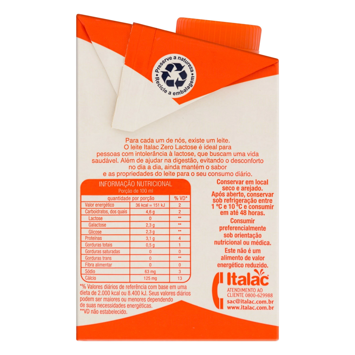 Leite Italac Desn Zero Lactose 500ml