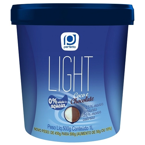 Sorvete Coco E Chocolate Light Perfetto Pote 1l