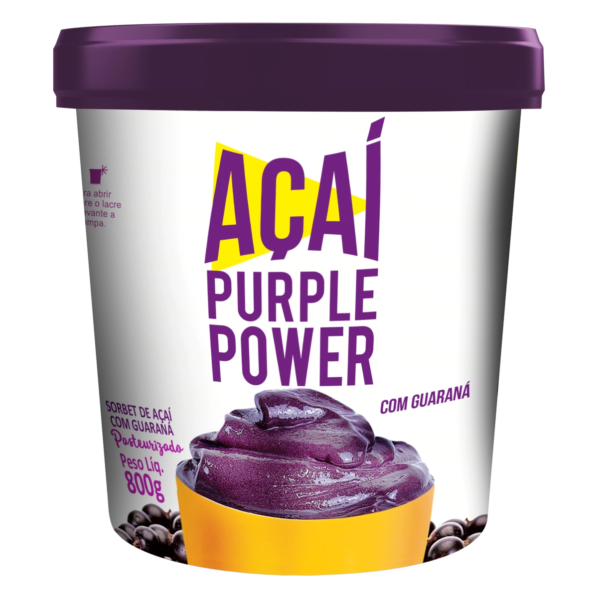 Sorbet Açaí Com Guaraná Perfetto Purple Power Pote 800g