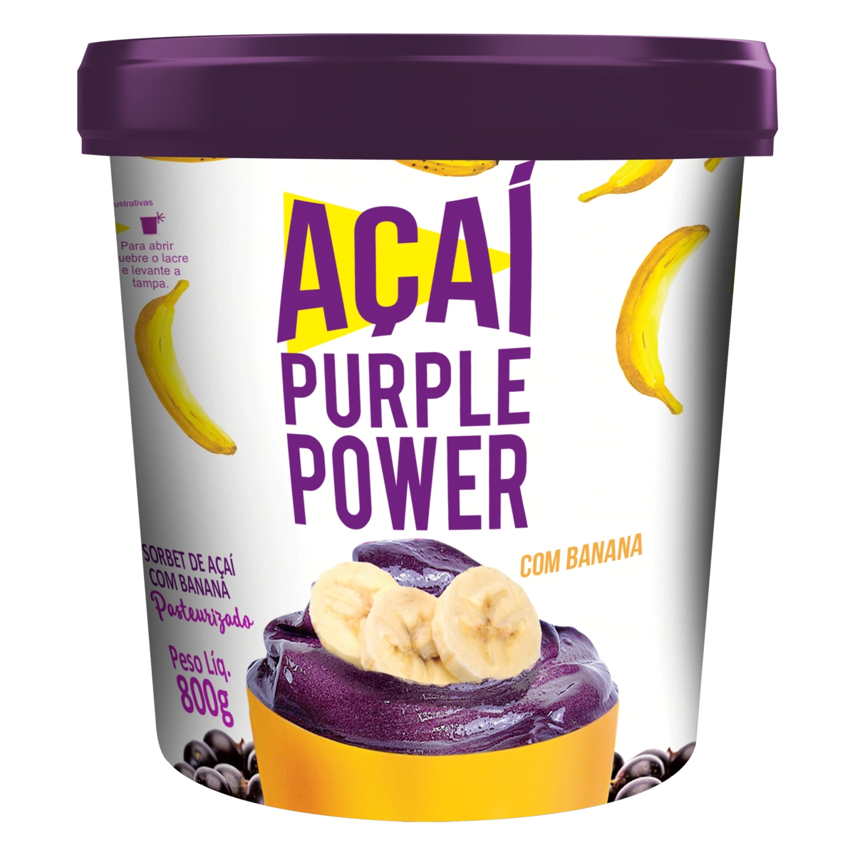 Sorbet Açaí Com Banana Perfetto Purple Power Pote 800g