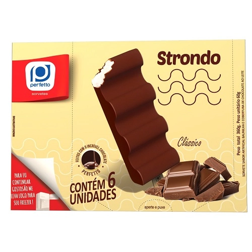 Pack Sorvete Clássico Perfetto Strondo Caixa 360g 6 Unidades