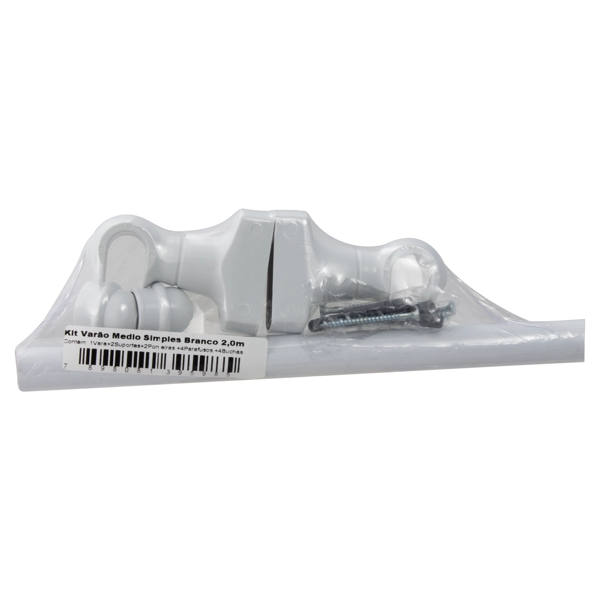 Kit Varão Para Cortina Simples Branco Std 2,0m