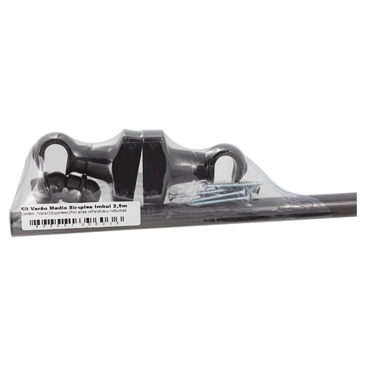 Kit Varão Para Cortina Simples Imbuia Std 2,5m