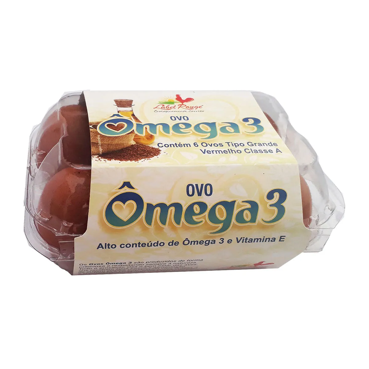 Ovos Caipira Grande Label Rouge ômega 3 Bandeja 6 Unidades