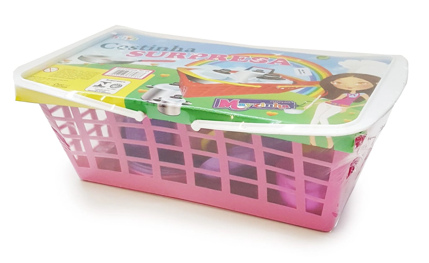 Brinquedo Cestinha Surpresa com Acessórios Colorido Cores Sortidas Composição Plástico, Mini Toys, +3 Anos - 43561