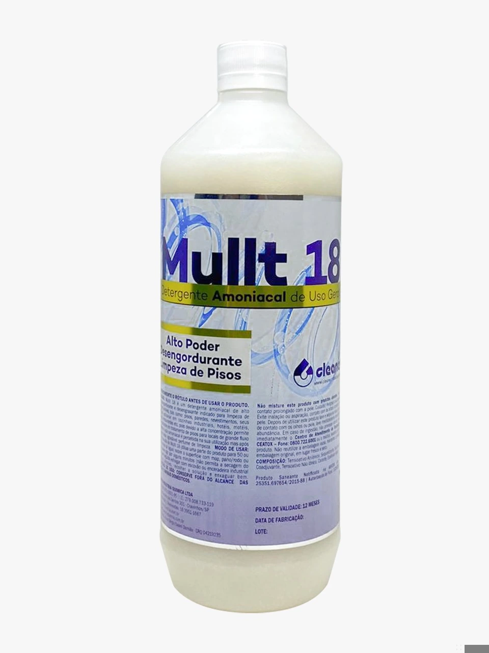 Mullt 18 -  Detergente Amoniacal Uso Geral - Cleaner - 1l