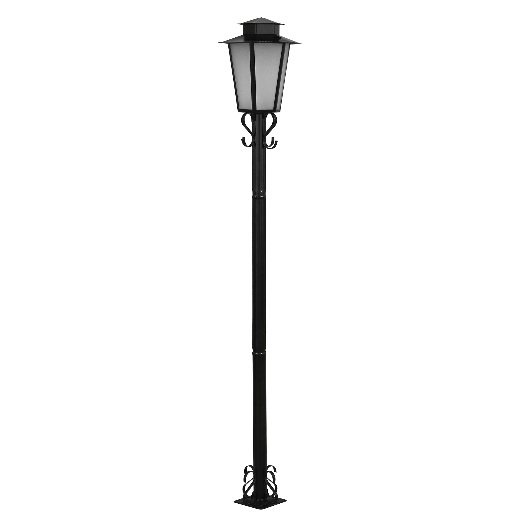 Poste de Jardim Sextavado 1 Lâmpada Preto Metal 1,76m Ideal