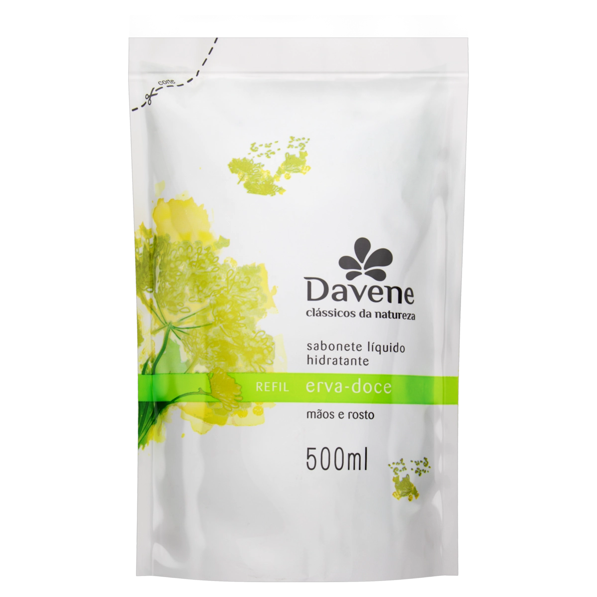 Sabonete Líquido Hidratante Mãos E Rosto Erva Doce Davene Clássicos Da Natureza Sachê 500ml Refil