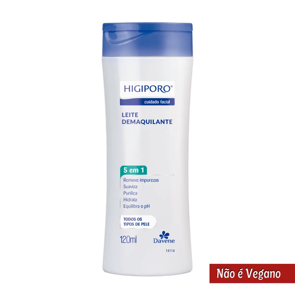 Leite Demaquilante Facial Davene Higiporo Frasco 120ml