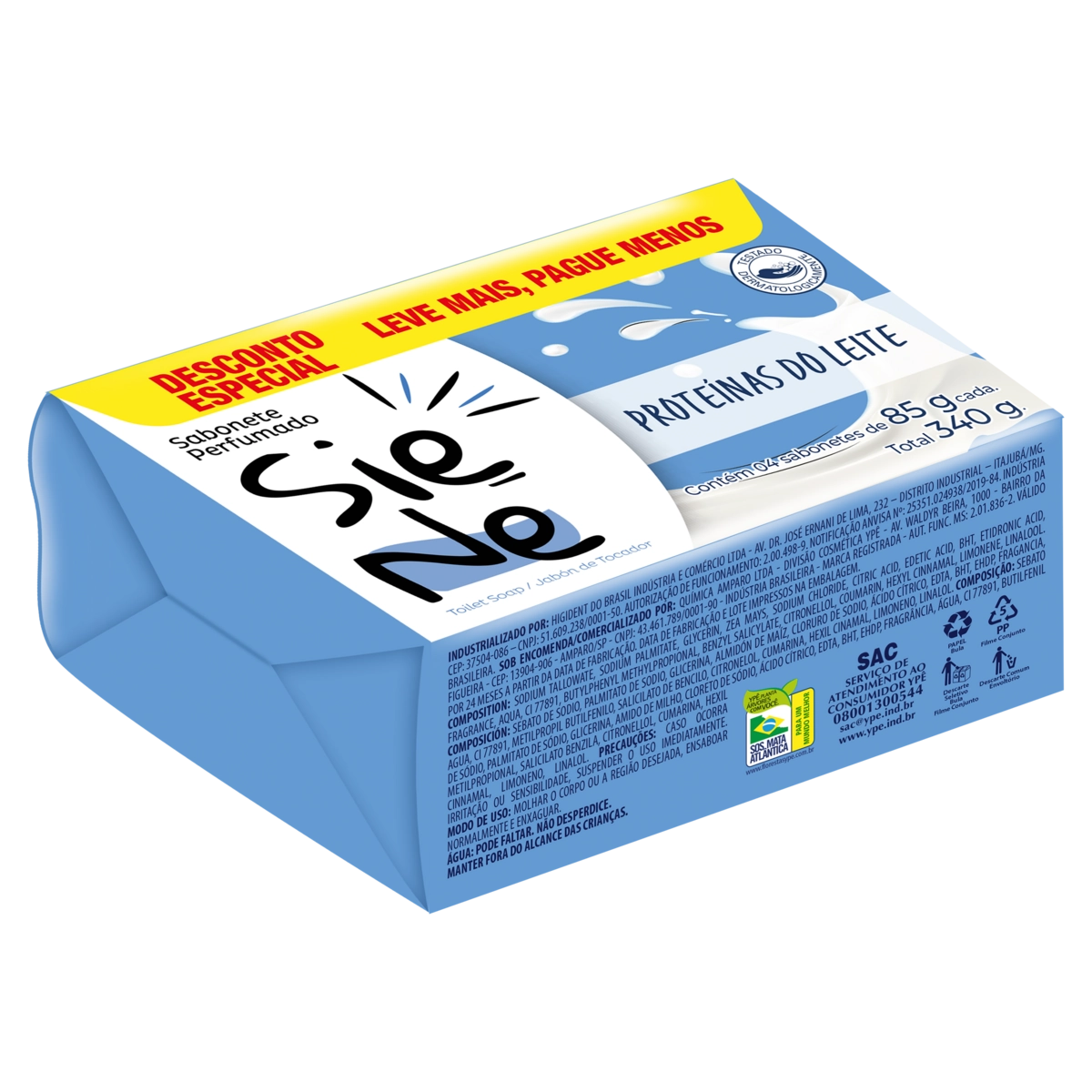 Pack Sabonete Barra Proteínas Do Leite Siene Envoltório 340g 4 Unidades Leve Mais Pague Menos