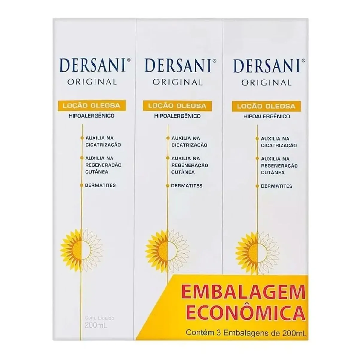 Pack Loção Oleosa Dersani Original Caixa 3 Unidades 200ml Cada Embalagem Econômica
